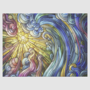 Abstract Sun Wave Stained Glass Tissue Paper
