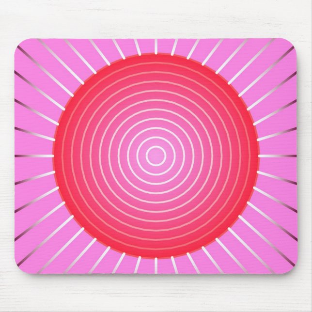 Abstract sunburst in coral, pink and silver mouse pad (Front)