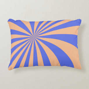 Abstract sunburst pattern background. blue and ora accent pillow