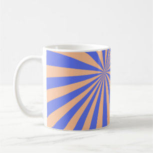 Abstract sunburst pattern background. blue and ora coffee mug