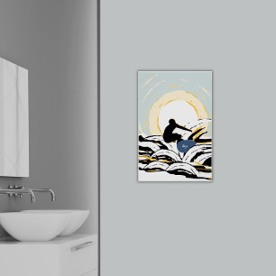 Abstract Sundown Ocean Surfer Poster