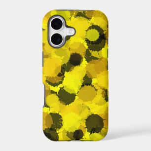 Abstract sunflower dots art yellow brown circles
