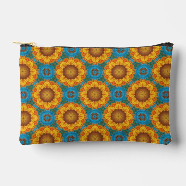 Abstract Sunflower Geometric Design Make-Up Bag (Front)