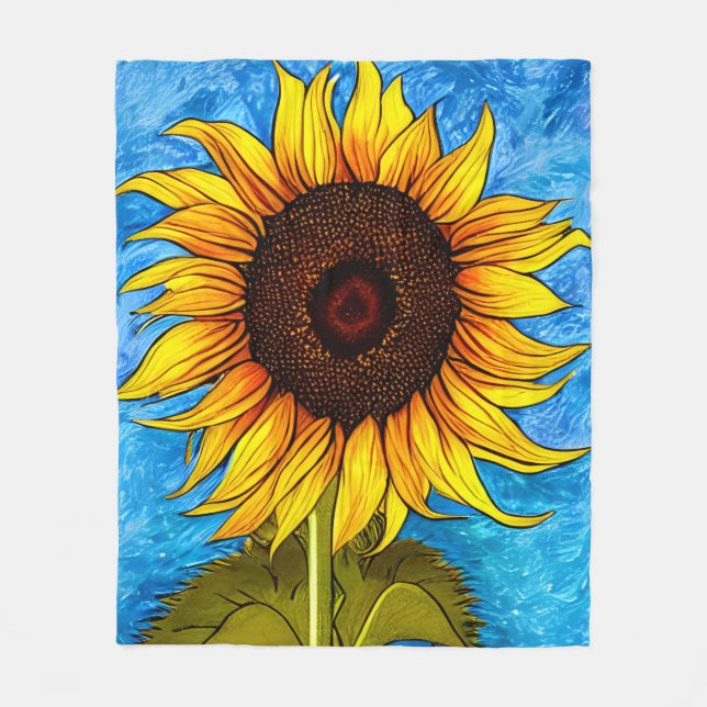 Abstract Sunflower Painting Fleece Blanket (Front)