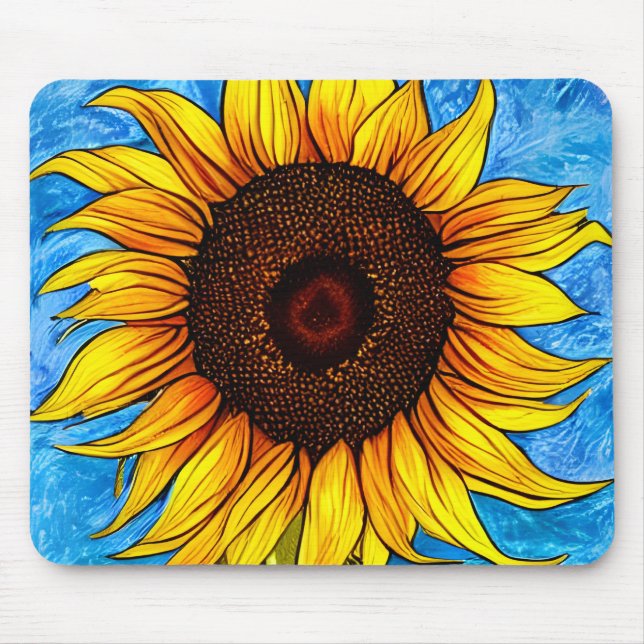 Abstract Sunflower Painting Mouse Pad (Front)