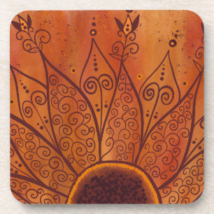 Abstract Sunflower Pattern Coaster