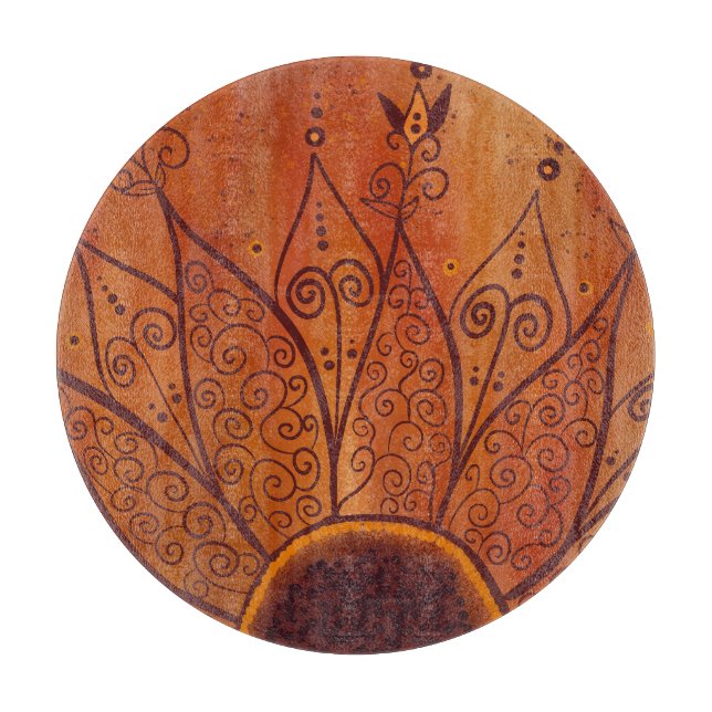 Abstract Sunflower Pattern Cutting Board (Front)