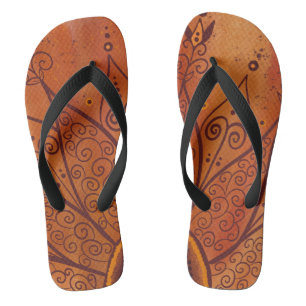Abstract Sunflower Pattern Flip Flops