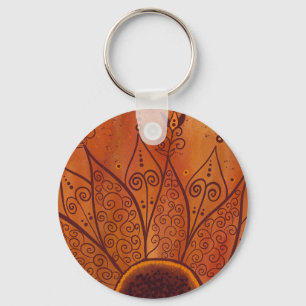 Abstract Sunflower Pattern Keychain