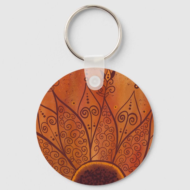 Abstract Sunflower Pattern Keychain (Front)