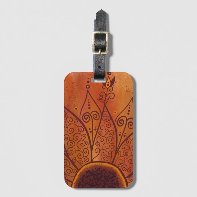Abstract Sunflower Pattern Luggage Tag (Front Vertical)