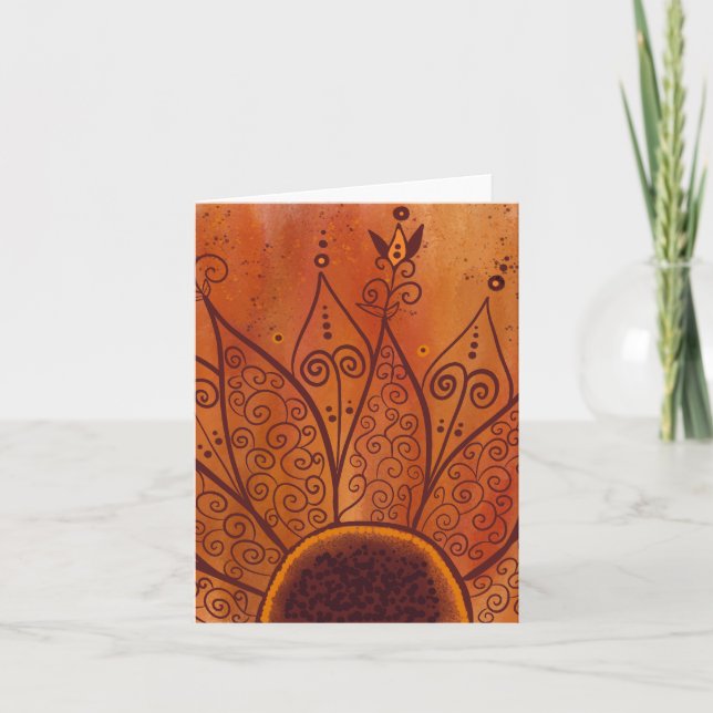 Abstract Sunflower Pattern Note Card (Front)