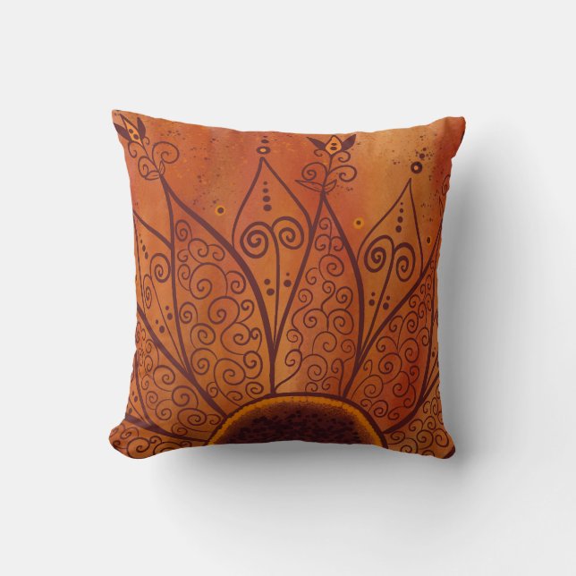 Abstract Sunflower Pattern Throw Pillow (Front)