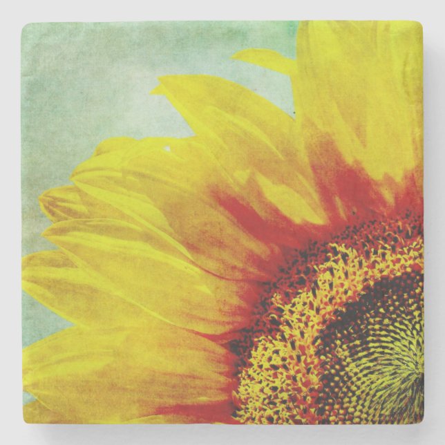 Abstract Sunflower Stone Coaster (Front)