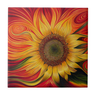 Abstract Sunflower Tile