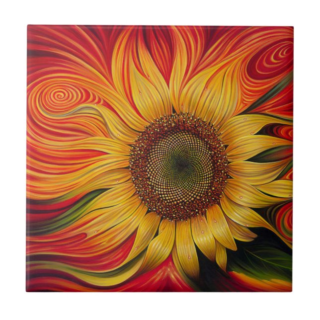 Abstract Sunflower Tile (Front)
