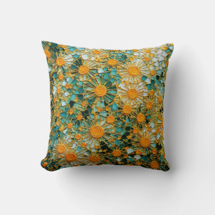 Abstract Sunflowers 102 Throw Pillow