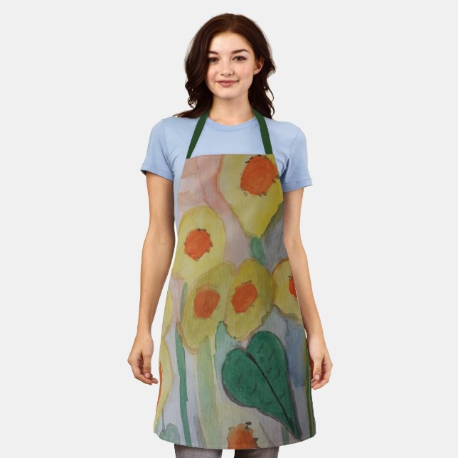 Abstract Sunflowers Apron (Worn)