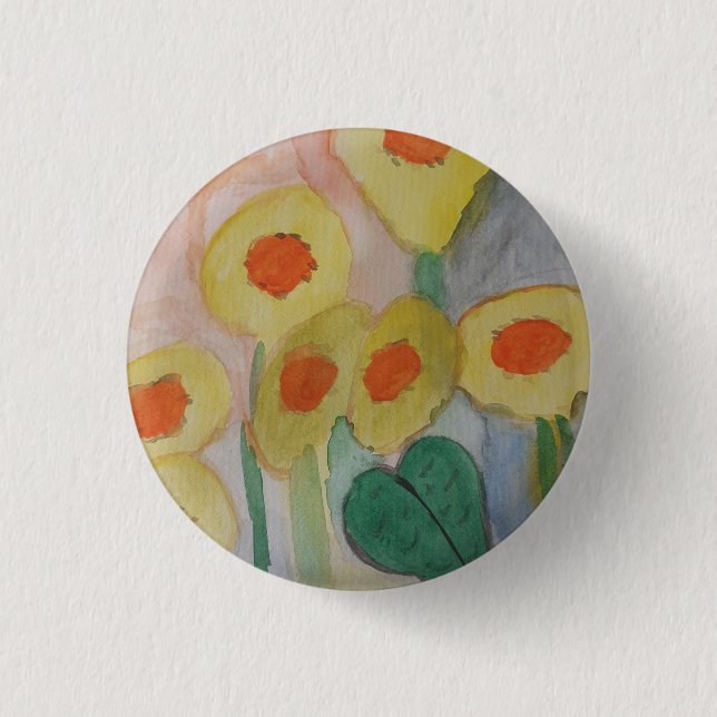 Abstract Sunflowers Badge 1 Inch Round Button (Front)