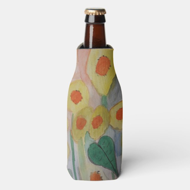 Abstract Sunflowers Bottle Cooler (Bottle Front)
