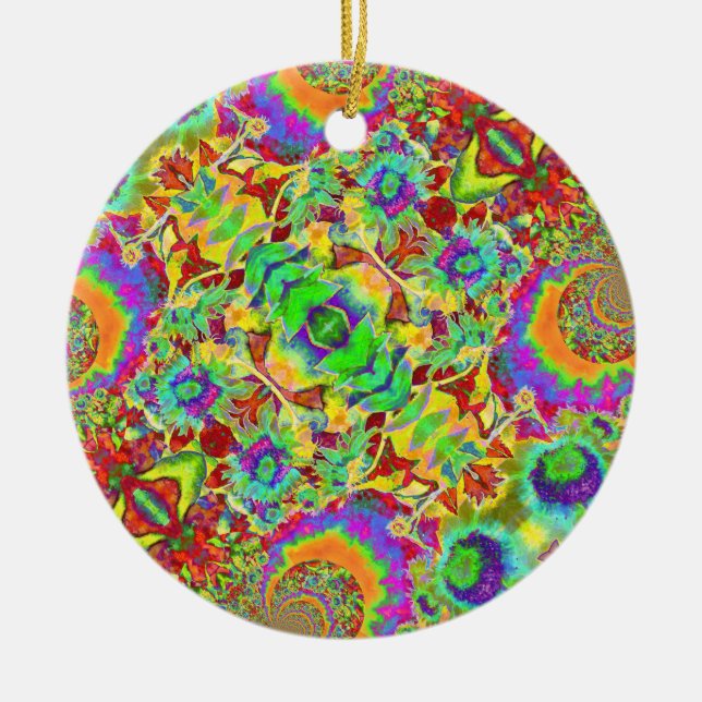 Abstract sunflowers | funky retro flowers   ceramic ornament (Front)