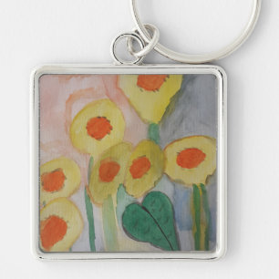 Abstract Sunflowers Premium Key Ring