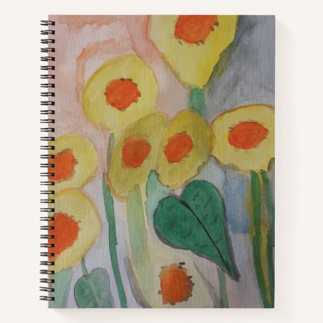 Abstract Sunflowers Spiral Notebook (Front)