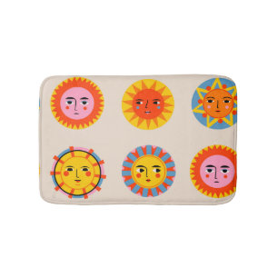 Abstract suns: ethnic seamless pattern. bath mat