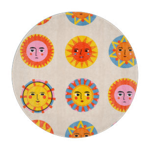 Abstract suns: ethnic seamless pattern. cutting board