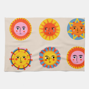Abstract suns: ethnic seamless pattern. kitchen towel