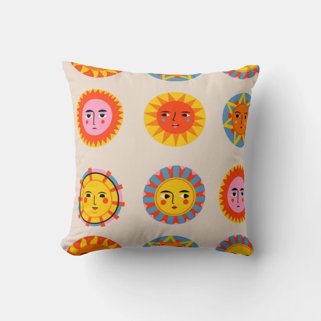 Abstract suns: ethnic seamless pattern. throw pillow (Front)