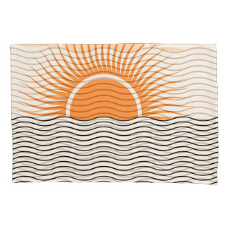 Abstract sunset: geometric boho decor. pillowcase