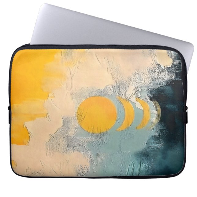 Abstract Sunset – Golden Calm Over Horizons Laptop Sleeve (Front)