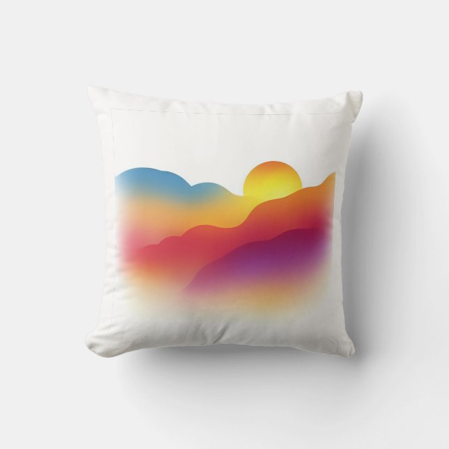 Abstract Sunset Landscape Throw Pillow (Front)