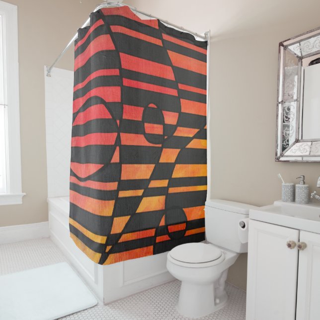 Abstract Sunset Stripes with Bold Geometric Shapes (In Situ)