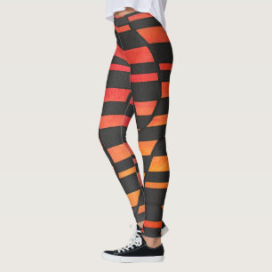 Abstract Sunset Stripes with Bold Geometric Shapes Leggings