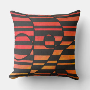 Abstract Sunset Stripes with Bold Geometric Shapes Throw Pillow