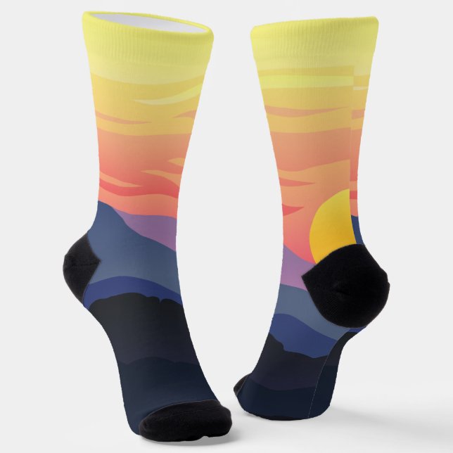 Abstract Sunset View Pattern  Socks (Angled)