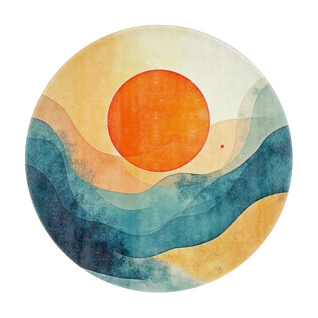 Abstract Sunset Waves Art Cutting Board (Front)