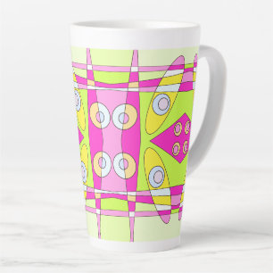Abstract Surfing Bright Pink Green Bubblegum Latte Mug