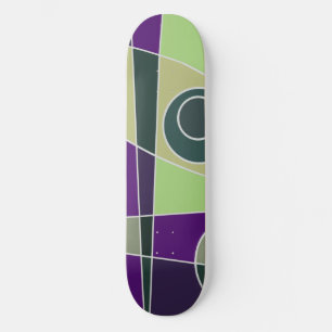 Abstract Surfing Green Purple Skateboard