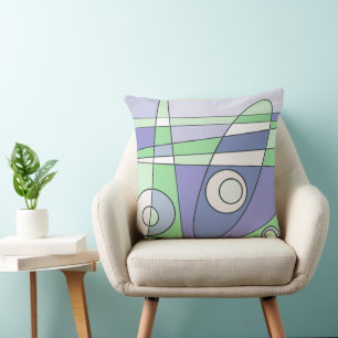 Abstract Surfing Green Purple Throw Pillow