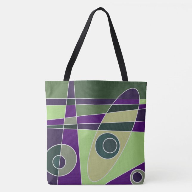 Abstract Surfing Green Purple Tote Bag (Front)