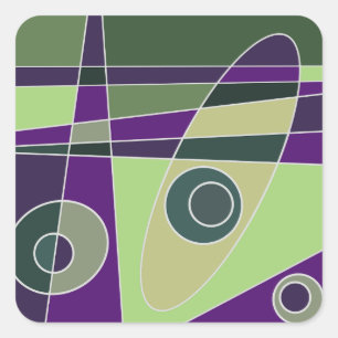 Abstract Surfing Green Purples Square Sticker