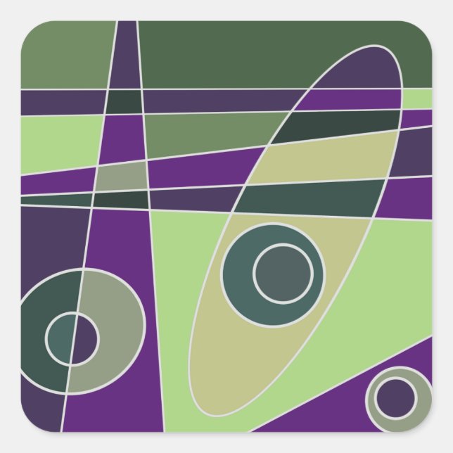 Abstract Surfing Green Purples Square Sticker (Front)