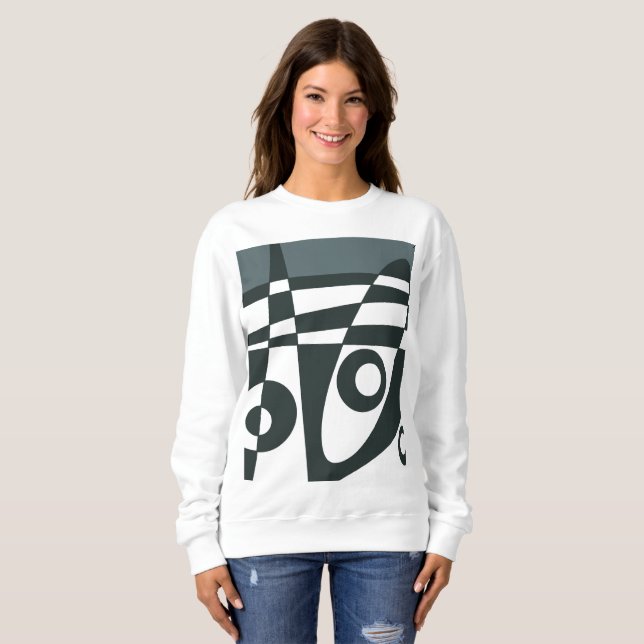 Abstract Surfing Grey White Sweatshirt (Front Full)