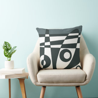 Abstract Surfing Grey White Throw Pillow
