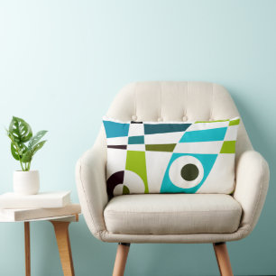 Abstract Surfing Olive Blue Teal Planner Lumbar Pillow