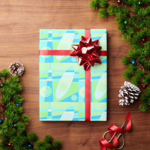 Abstract Surfing Pastel Blue Green Wrapping Paper