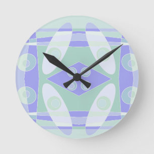 Abstract Surfing Pastel Purple Green Round Clock
